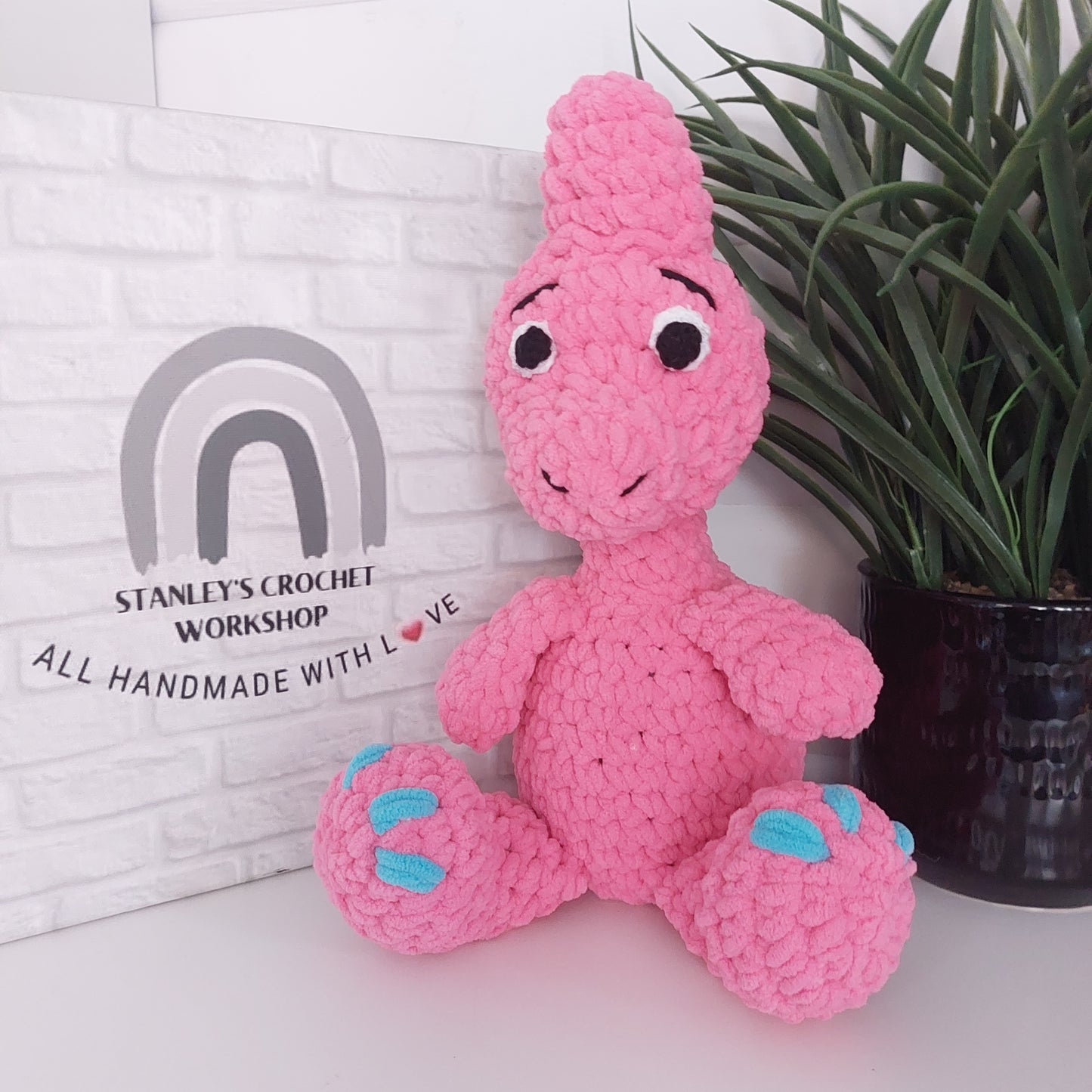 Crocheted Pink Dinosaur